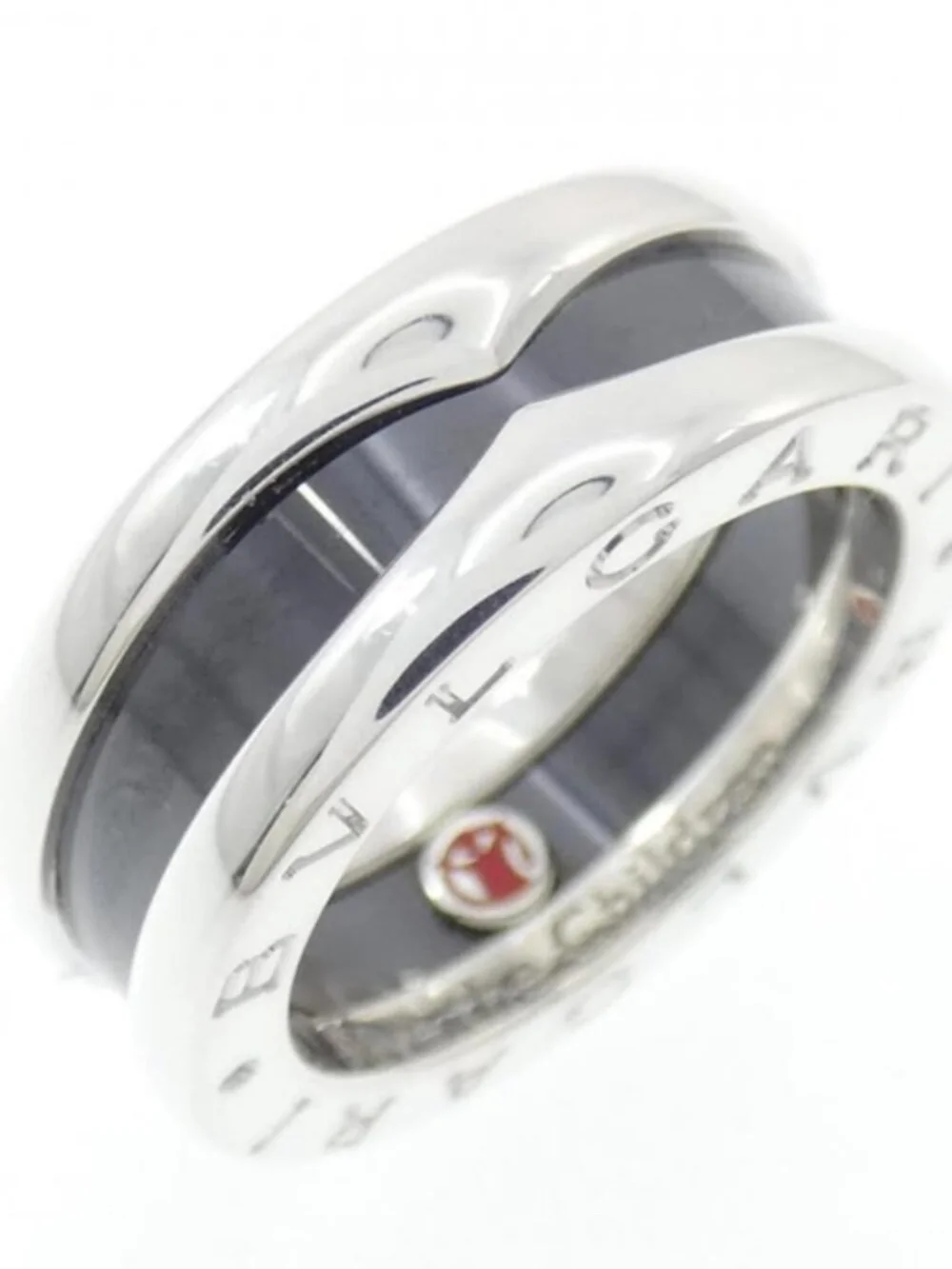 Bulgari Save the Children 57 Ring Black Silver One Band 🇮🇹 Ceramic
